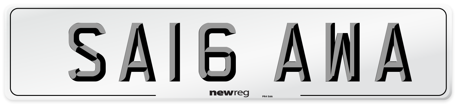 SA16 AWA Number Plate from New Reg